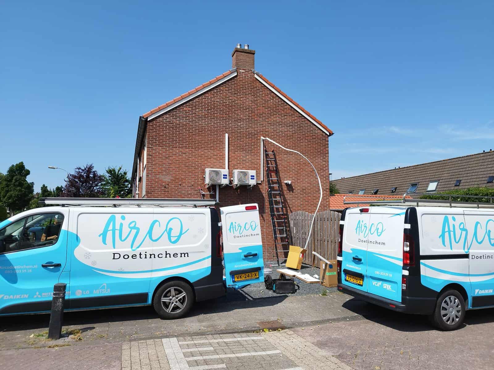 Airco systeem op de gevel van een huis in Doetinchem.